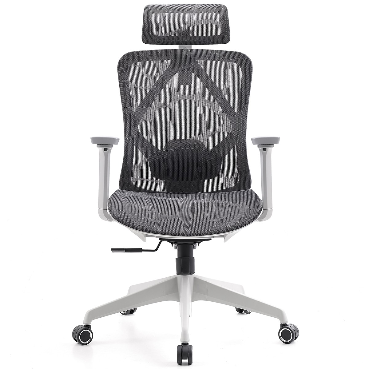 Cadeira de Escritório Dr. Office Ergo, Mesh, 3D, Altura Ajustável, Branco e Cinza, DR-CH-EGR3DWGF