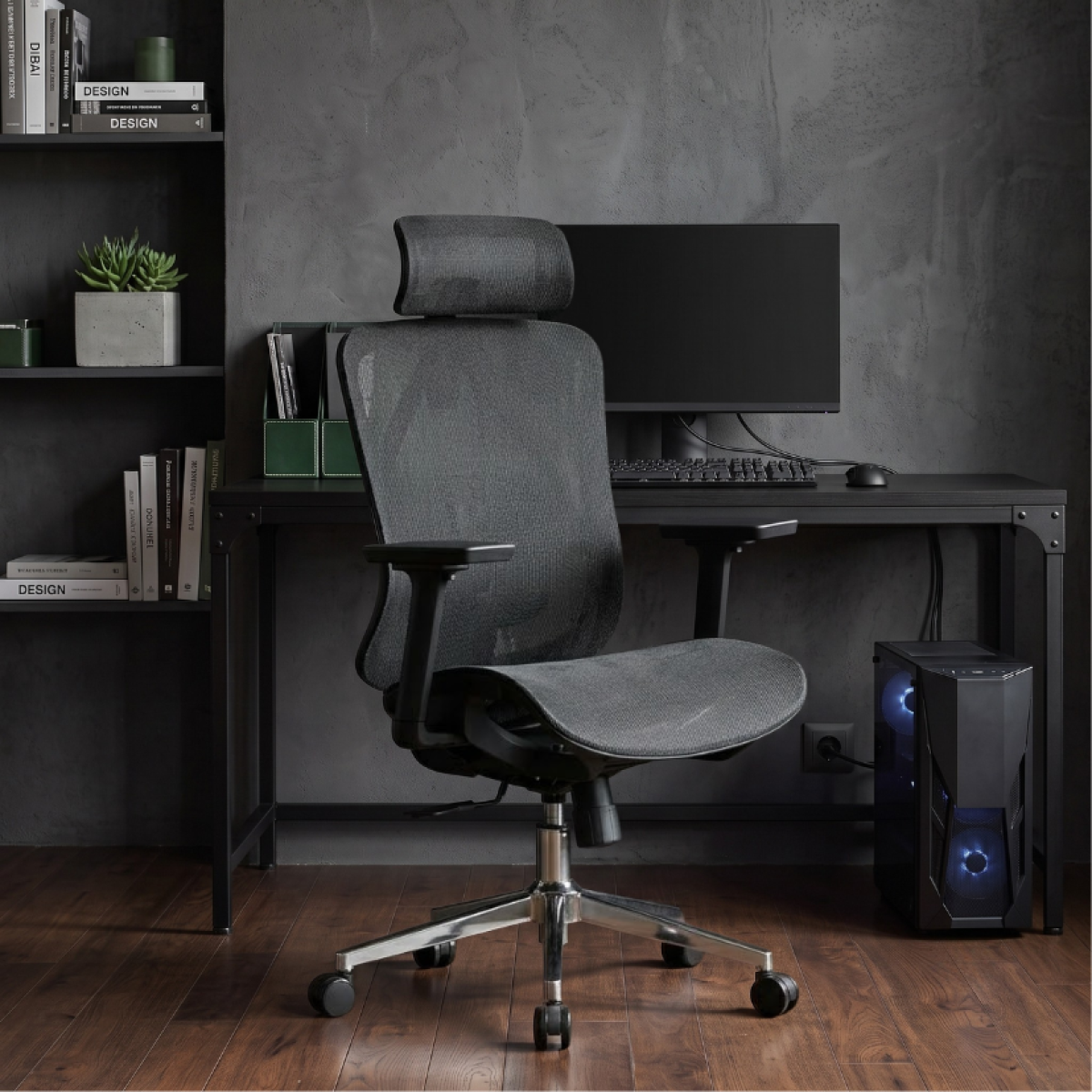 Cadeira de Escritório Dr. Office Ergo, Preta, Mesh, Altura Ajustável