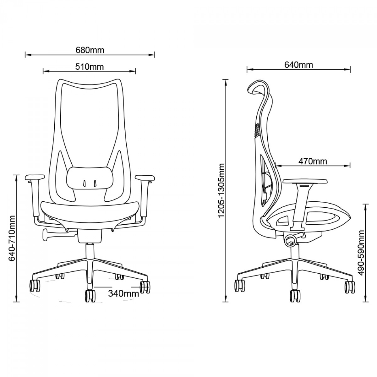Cadeira De Escritório Dr. Office Flow, Ajustável, Mesh, Preto, DR-CH-FWR1DBF