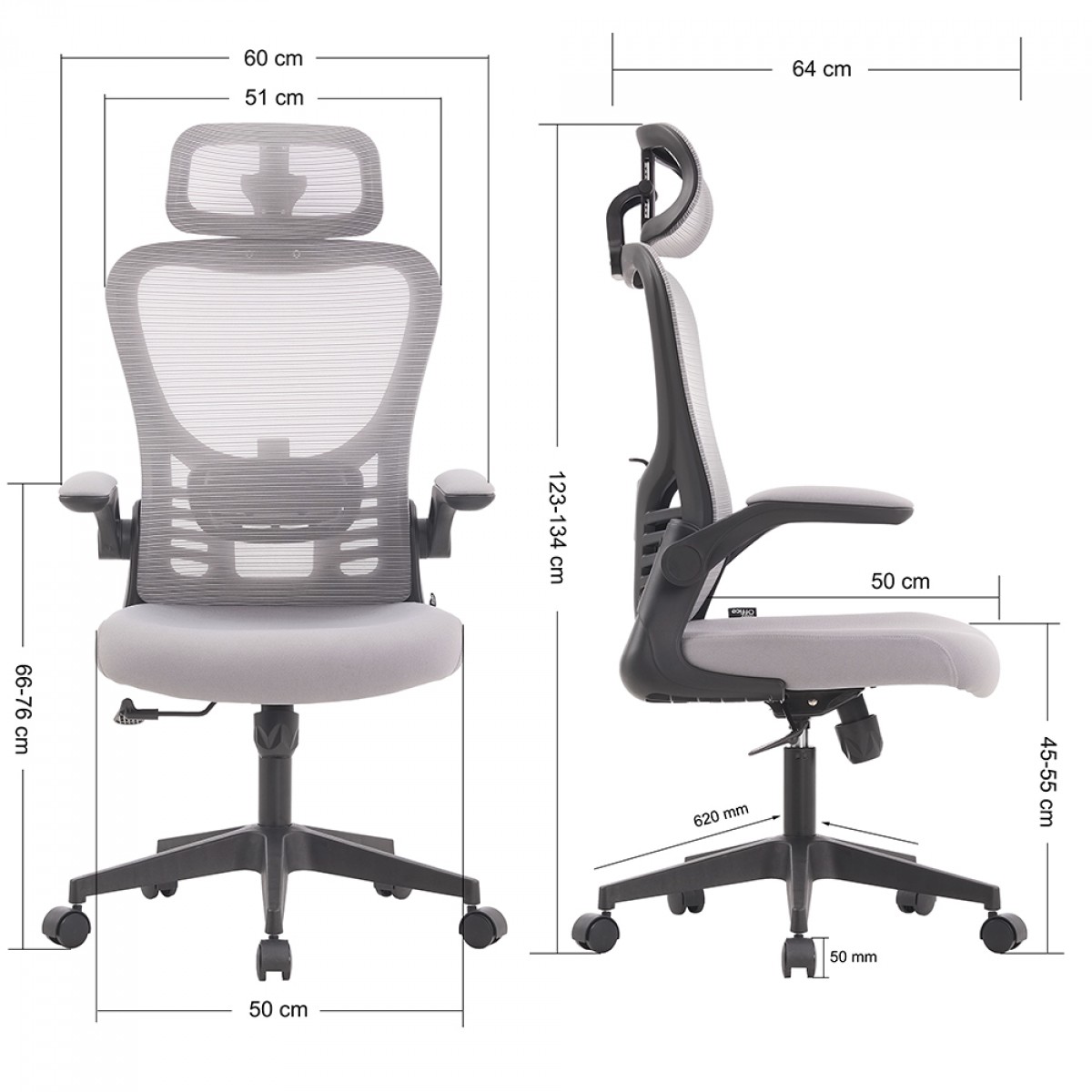 Cadeira De Escritório Dr. Office Handy V2, Mesh, Cinza e Preta, DR-CH-HV2R1DGF