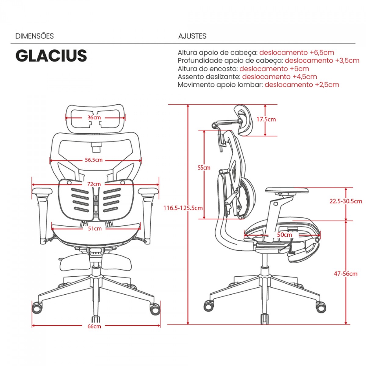Cadeira De Escritório DT3 Glacius, Ajustável, Ergonômica, 6D, Mesh, Preto, 14553-8