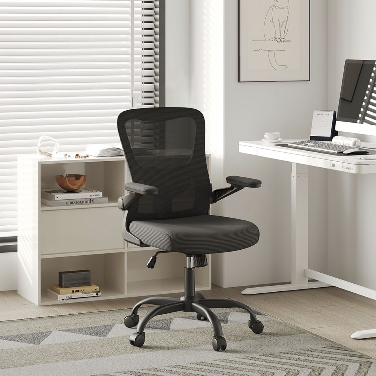 Cadeira de Escritório FlexiSpot OCB1-Lite, Ajustável, 3D, Mesh, Preta