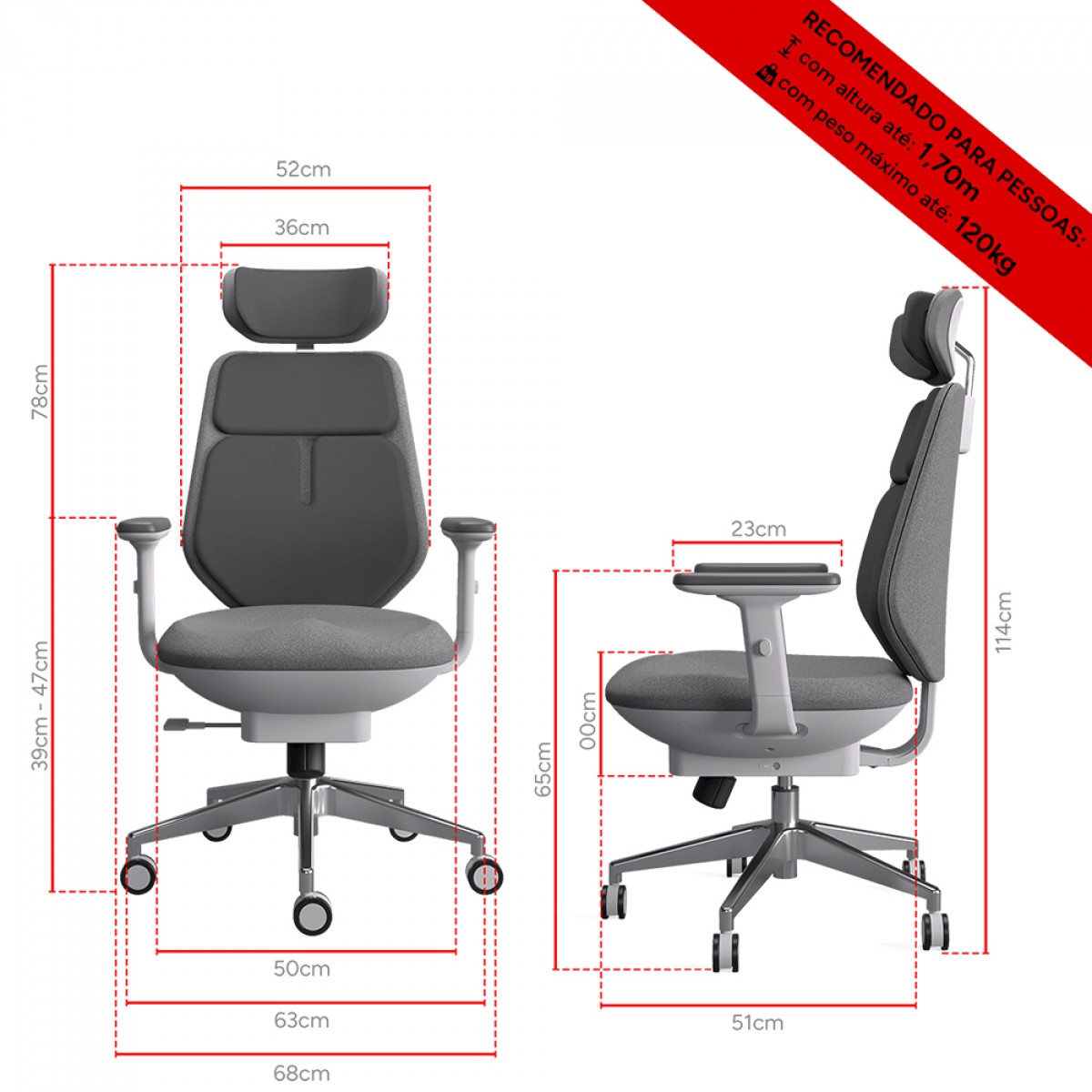 Cadeira de Escritório PCYes X Backrobo Sublime, Massageadora, Com Aquecedor de Lombar, Ergonômica, 3D, Branco e Cinza, PCYBRWT
