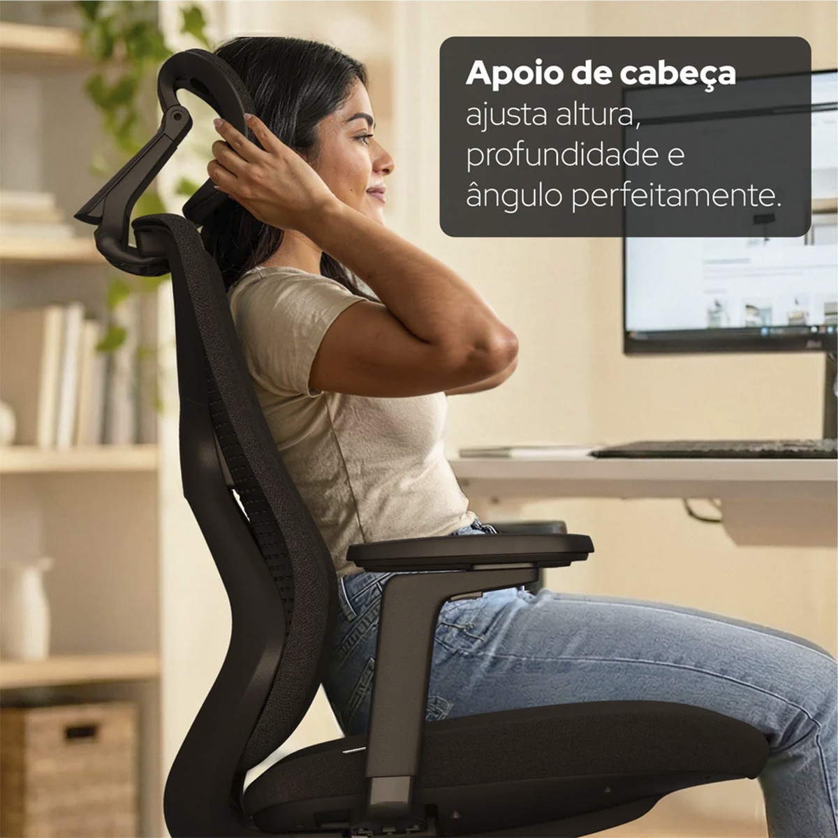 Cadeira Ergonômica Elements Aiven, Mesh, 3D, Preto