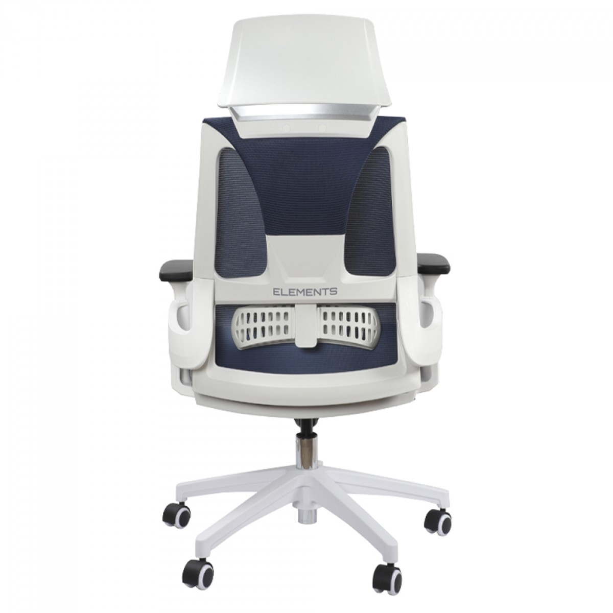 Cadeira Ergonômica Elements Helene Special, 3D, Altura Ajustável, Branca e Azul Petróleo