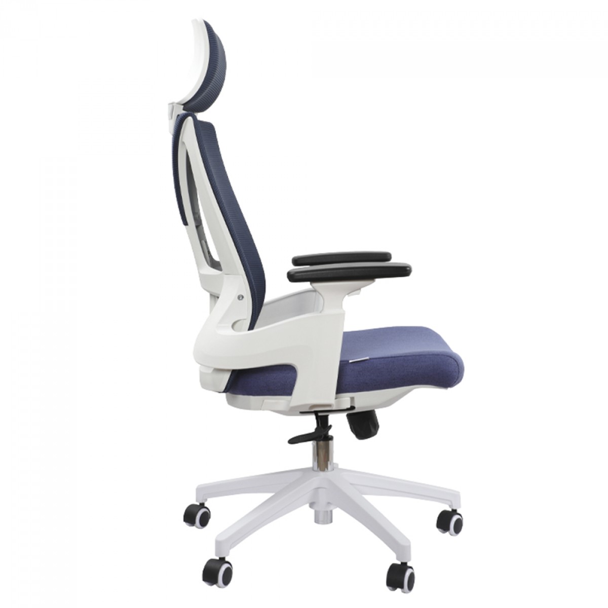 Cadeira Ergonômica Elements Helene Special, 3D, Altura Ajustável, Branca e Azul Petróleo