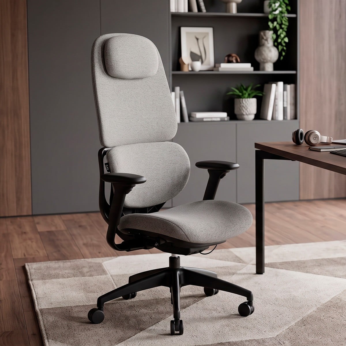Cadeira Escritório Presidente DT3 Caeli Ashen, Ergonômica, Ajustável, 3D, Tecido, Cinza, 14710-3
