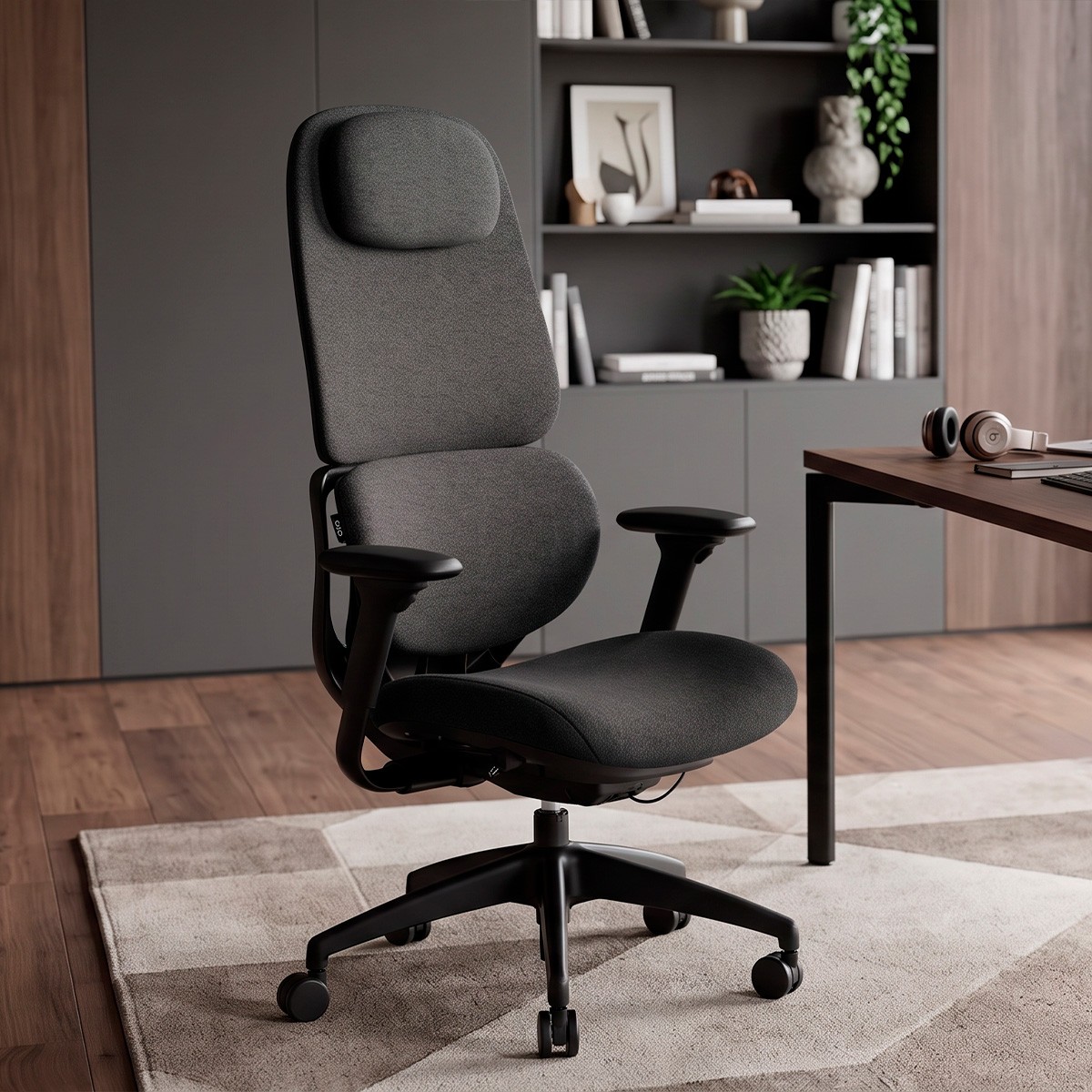 Cadeira Escritório Presidente DT3 Caeli Dark Grey, Ergonômica, Ajustável, 3D, Tecido, Cinza Escuro, 14711-4