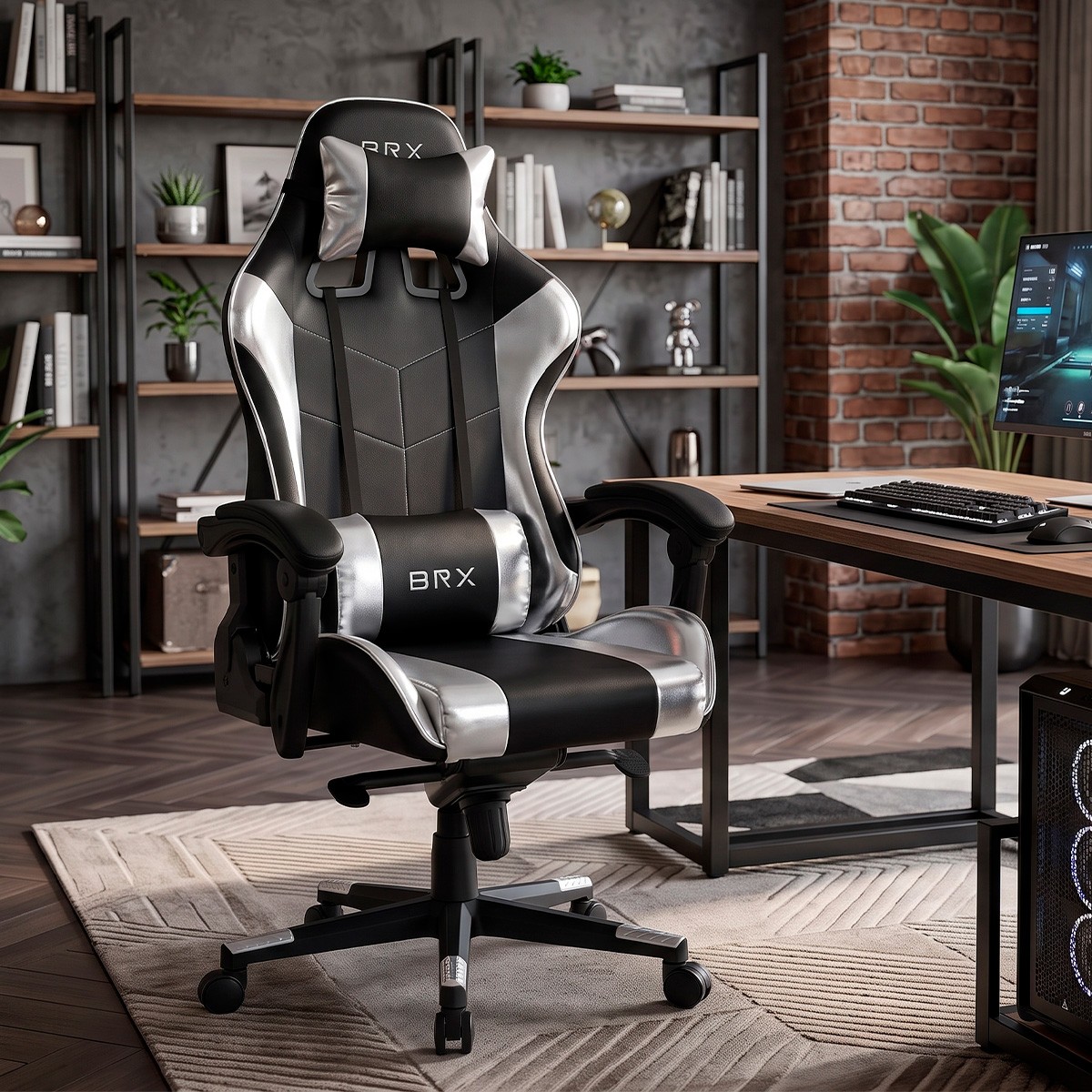 Cadeira Gamer BRX Impact, Ajustável, Prata, CD-IPCTSILVER
