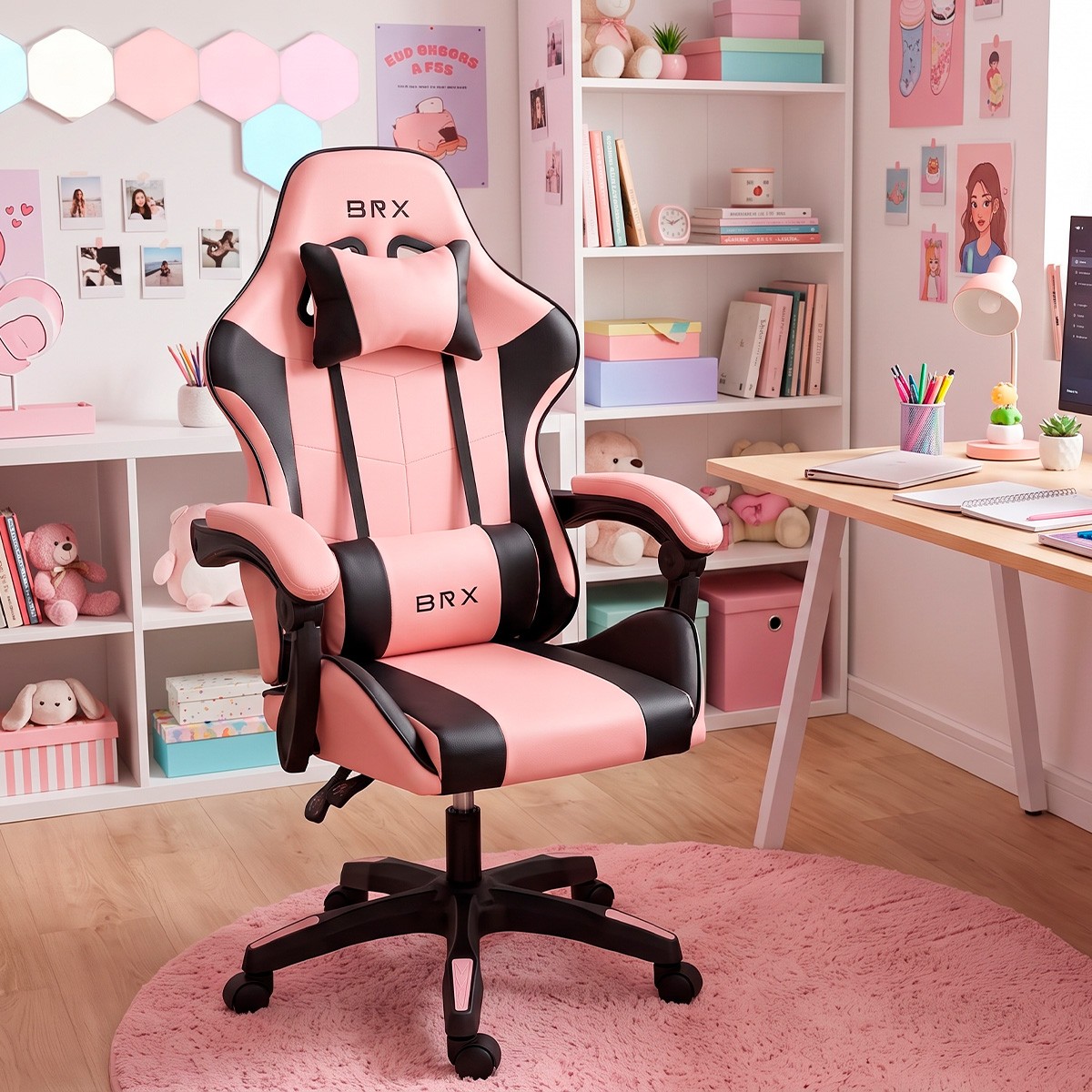 Cadeira Gamer BRX Impact, Ajustável, Rosa e Preto, CD-IPCTPINKBLACK