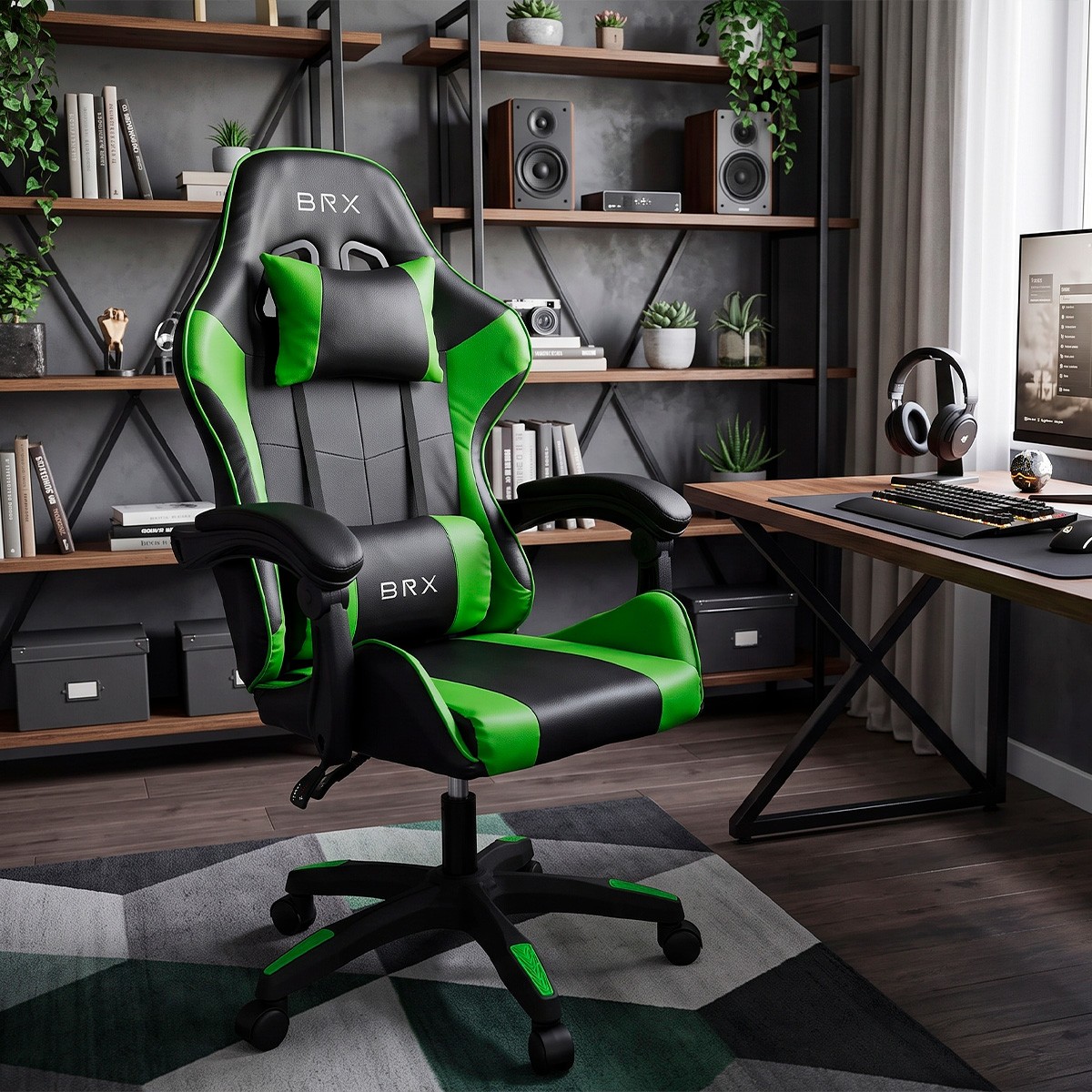 Cadeira Gamer BRX Impact, Ajustável, Verde, CD-IPCTGREEN