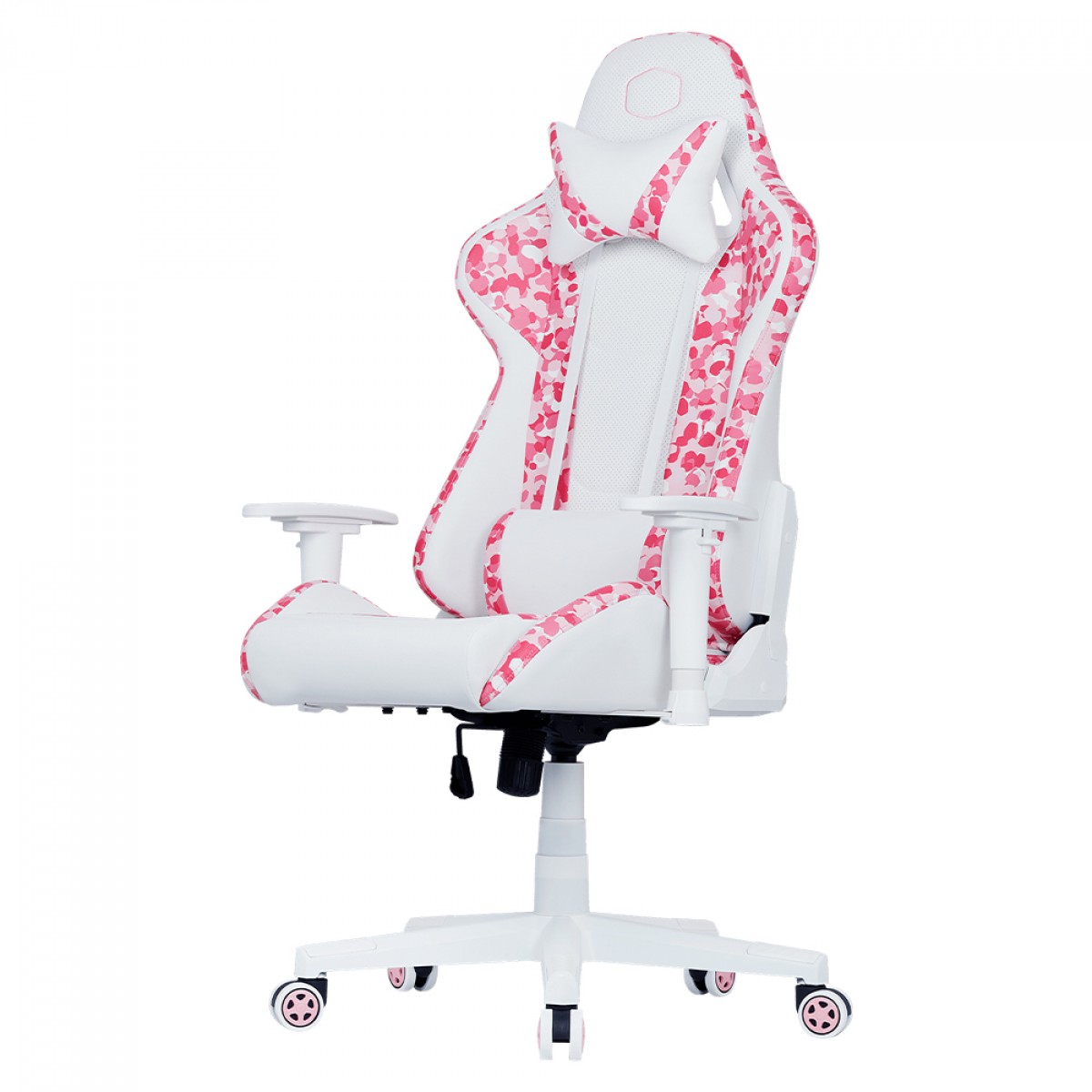 Cadeira Gamer Cooler Master Caliber R1S Sakura Camo, Reclinável, Branco e Rosa, CMI-GCR1S-PKC