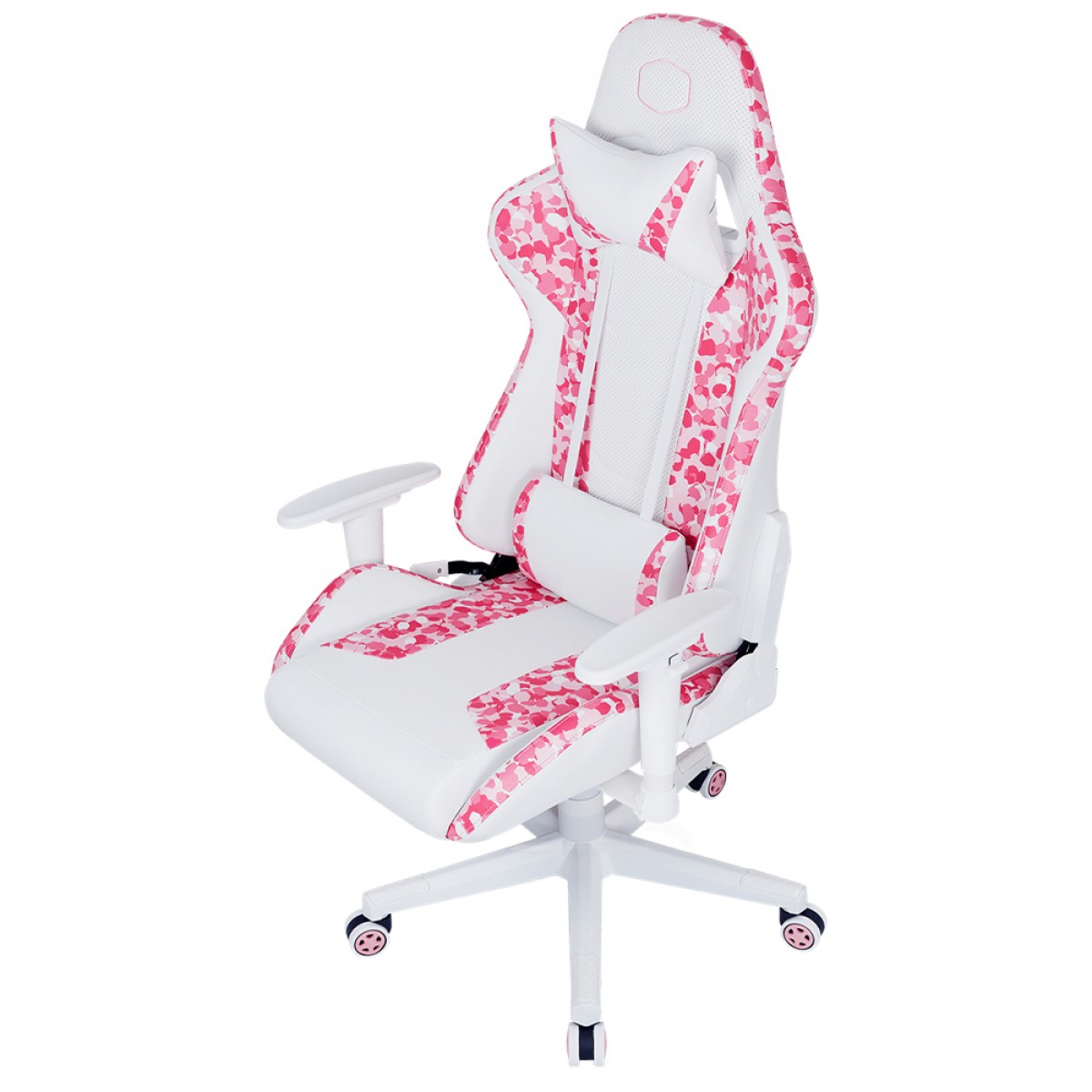 Cadeira Gamer Cooler Master Caliber R1S Sakura Camo, Reclinável, Branco e Rosa, CMI-GCR1S-PKC