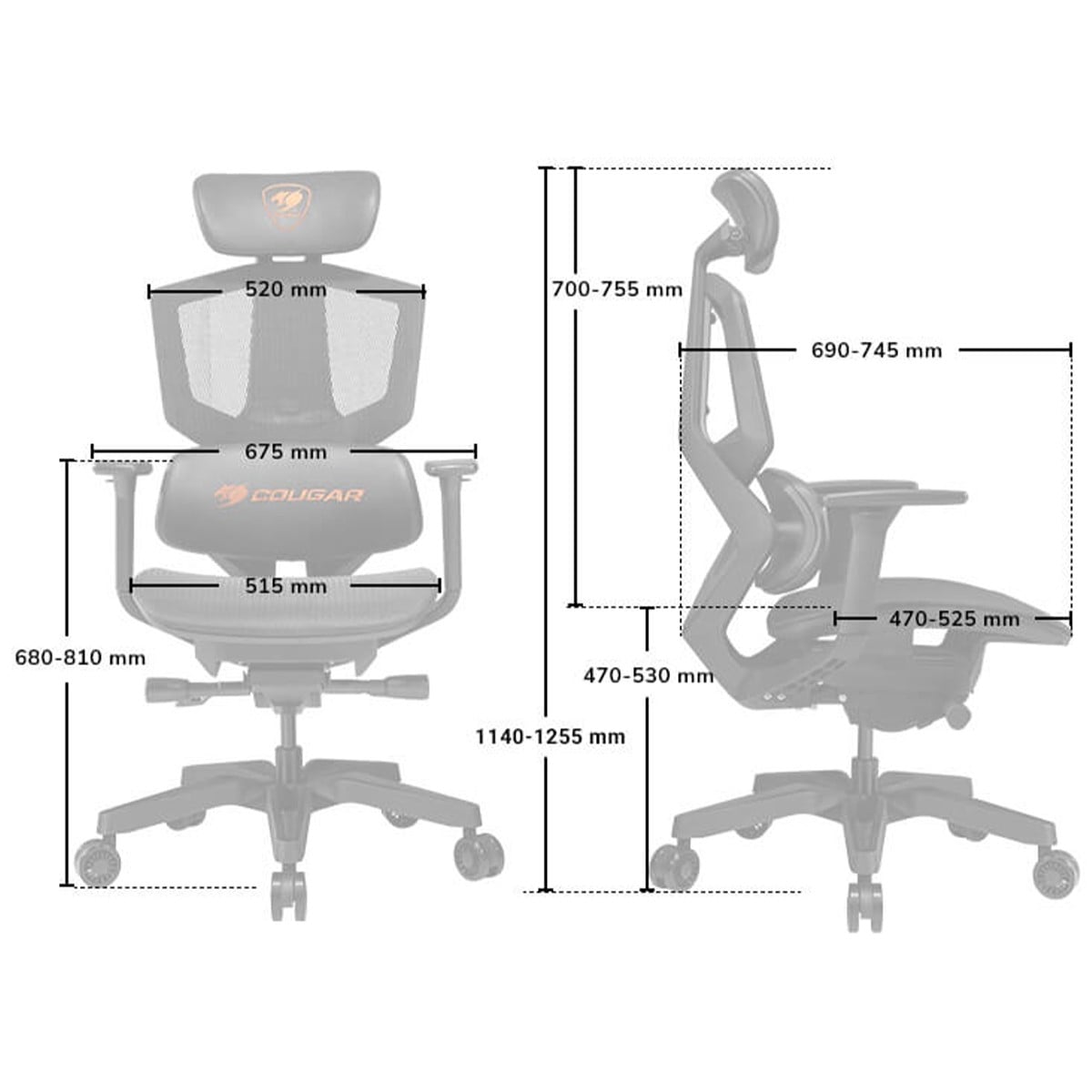 Cadeira Gamer Cougar Argo One Black, Mesh, Reclinável, 3D, Preto, 3MARGOSB.0001