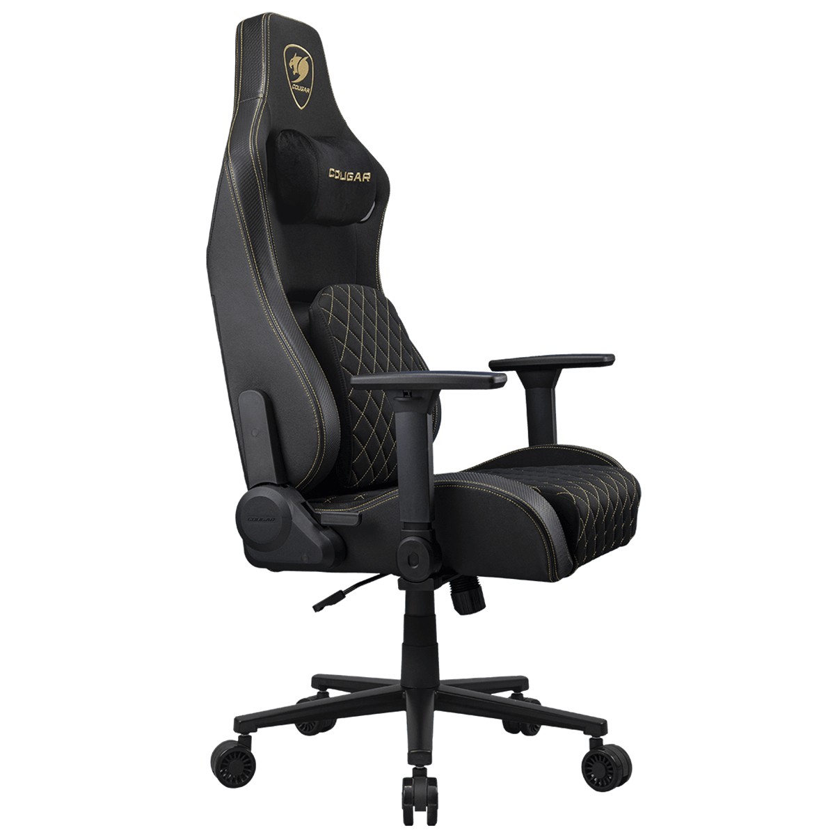 Cadeira Gamer Cougar Defensor Gold F, Reclinável, 4D, Tecido, Preto, 3MDFFGLB.0001