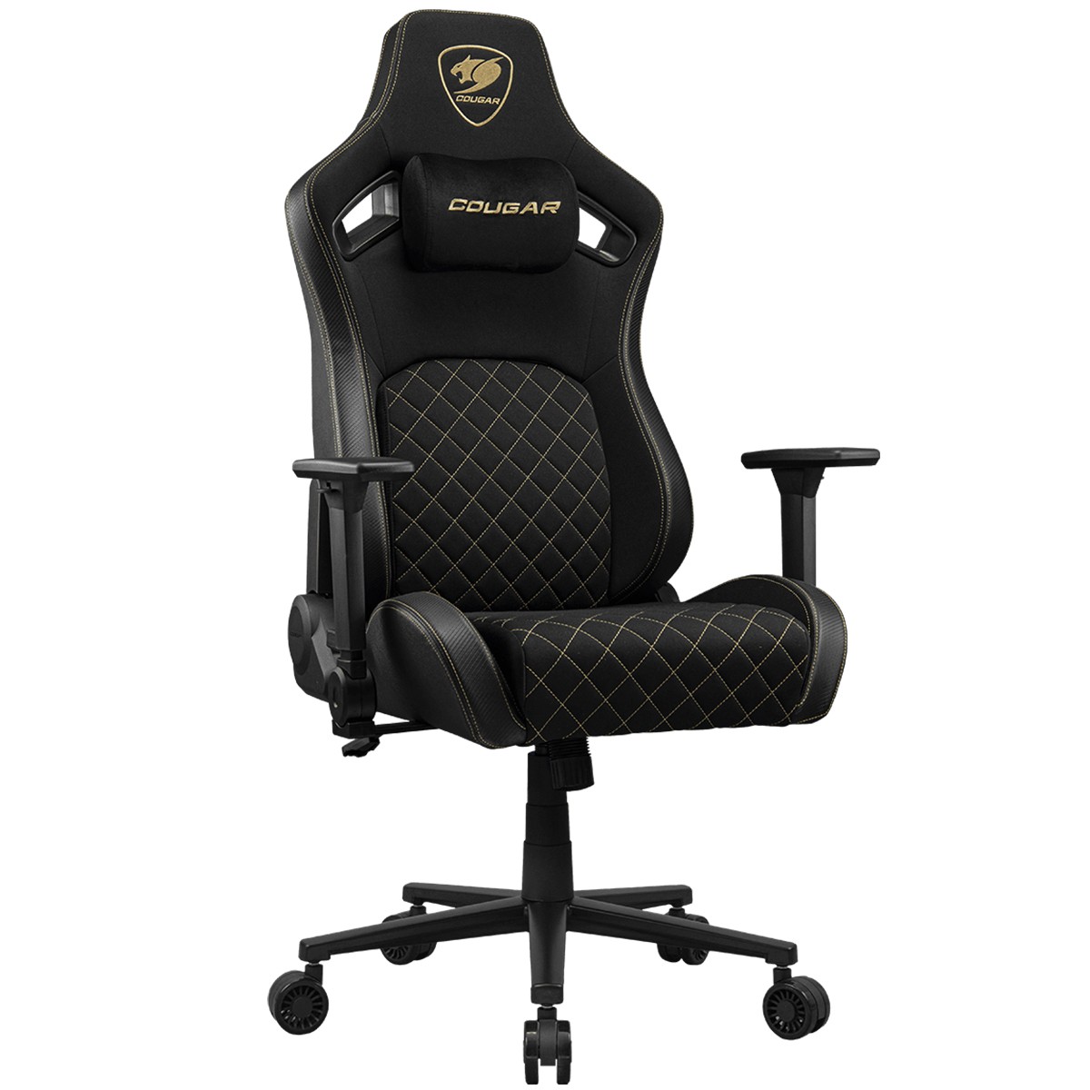 Cadeira Gamer Cougar Defensor Gold F, Reclinável, 4D, Tecido, Preto, 3MDFFGLB.0001
