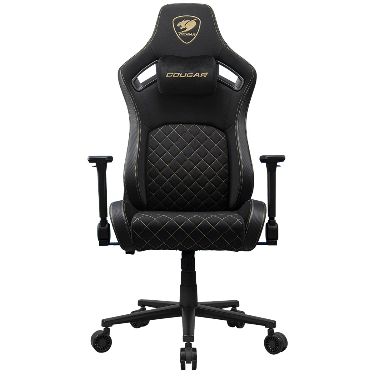 Cadeira Gamer Cougar Defensor Gold F, Reclinável, 4D, Tecido, Preto, 3MDFFGLB.0001