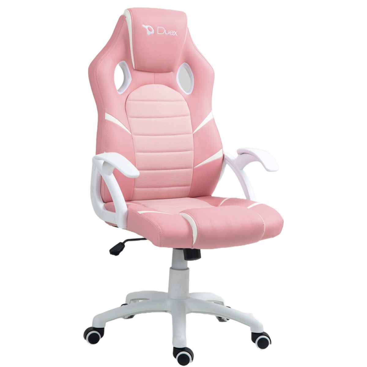 Cadeira Gamer Duex DX9002P, Ajustável, Rosa Com Branco, DX9002P