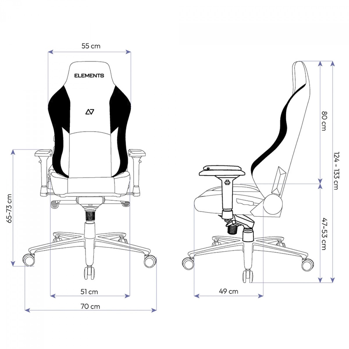 Cadeira Gamer Elements Lunari Fearless, Reclinável, 4D, Cinza