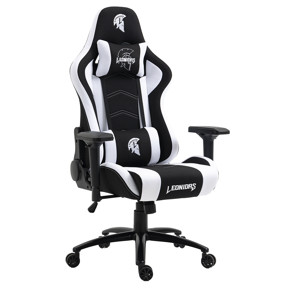 Cadeira Gamer Leonidas Spartan, Reclinável, Tecido, 4D, Preta e Branca