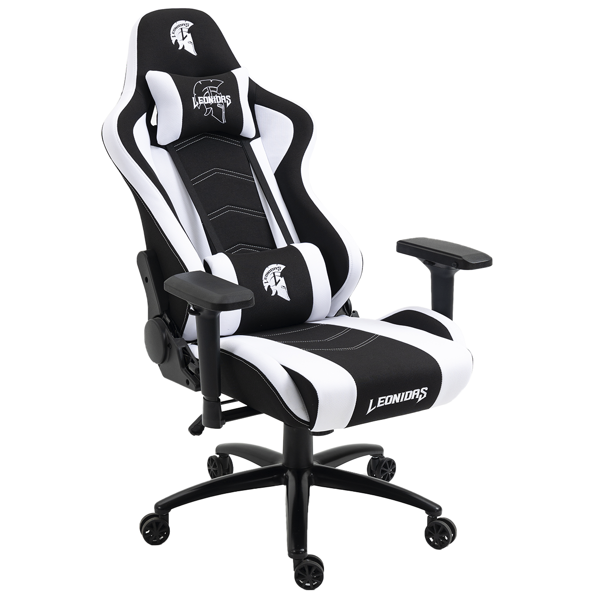 Cadeira Gamer Leonidas Spartan, Reclinável, Tecido, 4D, Preta e Branca