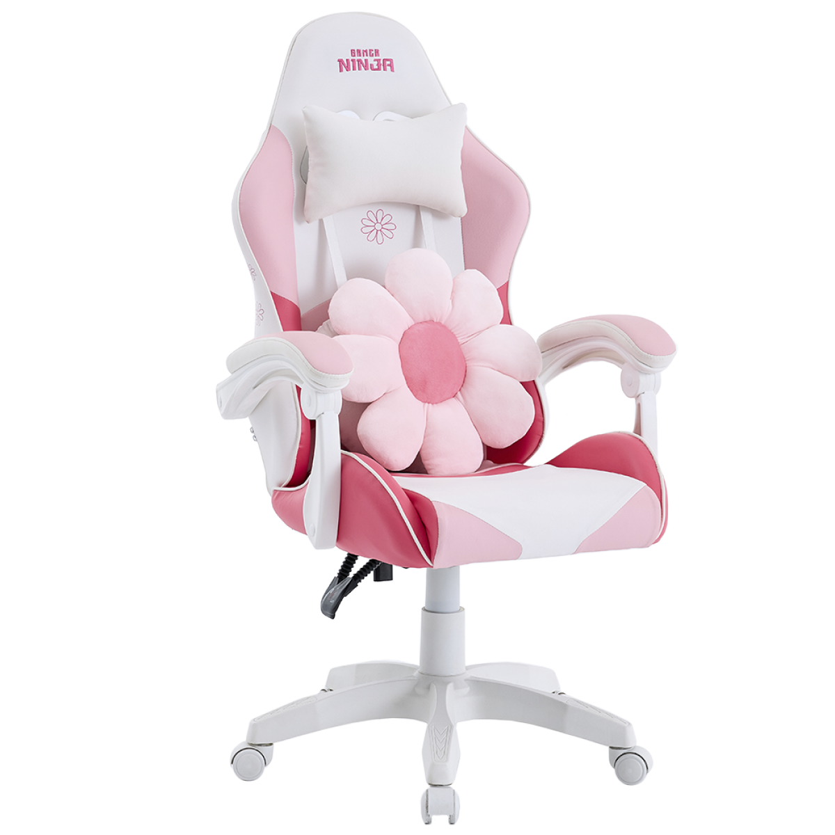 Cadeira Gamer Ninja Hana, Reclinável, Branca e Rosa, GN-CH-HNR0DPWL