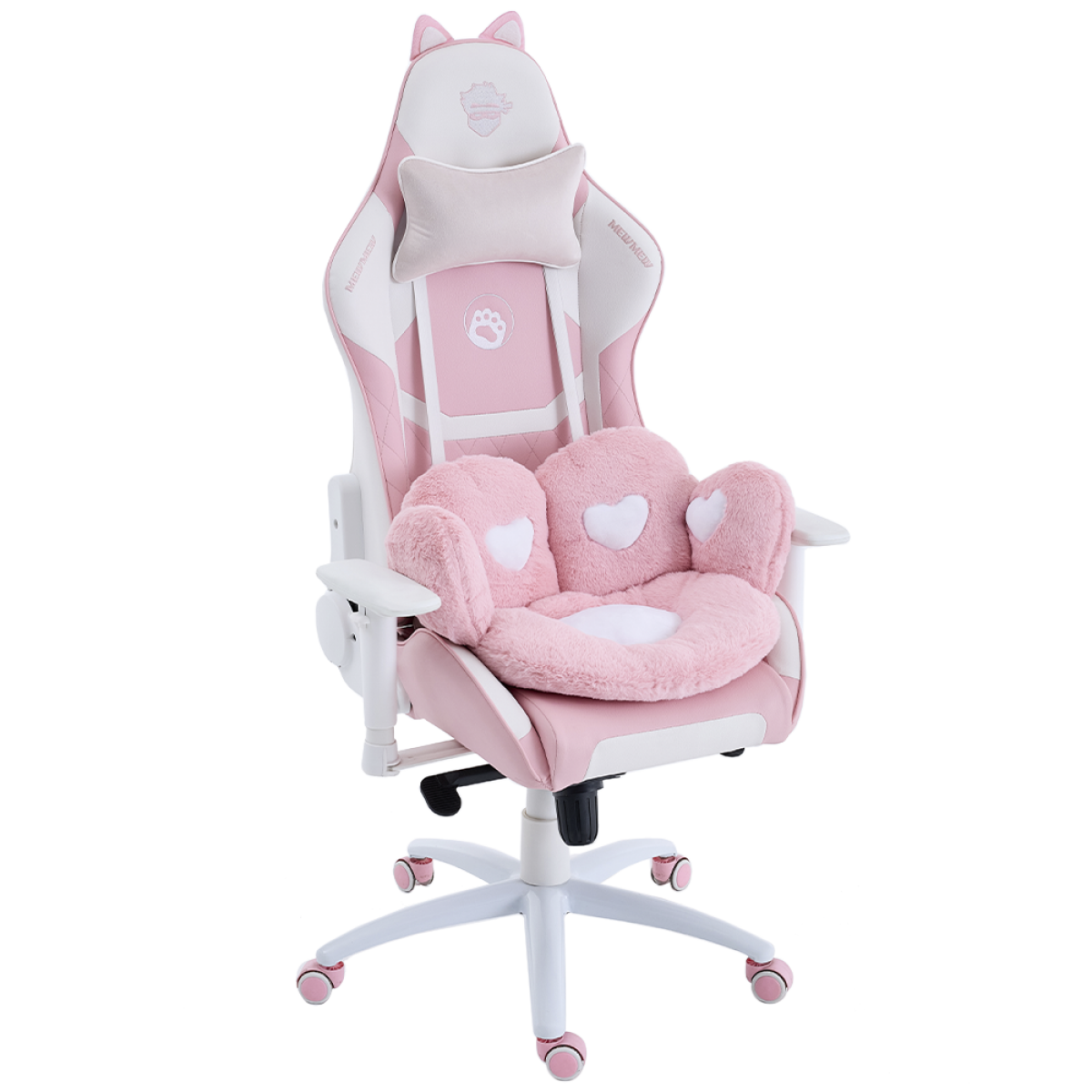 Cadeira Gamer Ninja MewMew Pro Edition, Reclinável, 2D, Rosa e Branco, GN-CH-MPR2DPWL