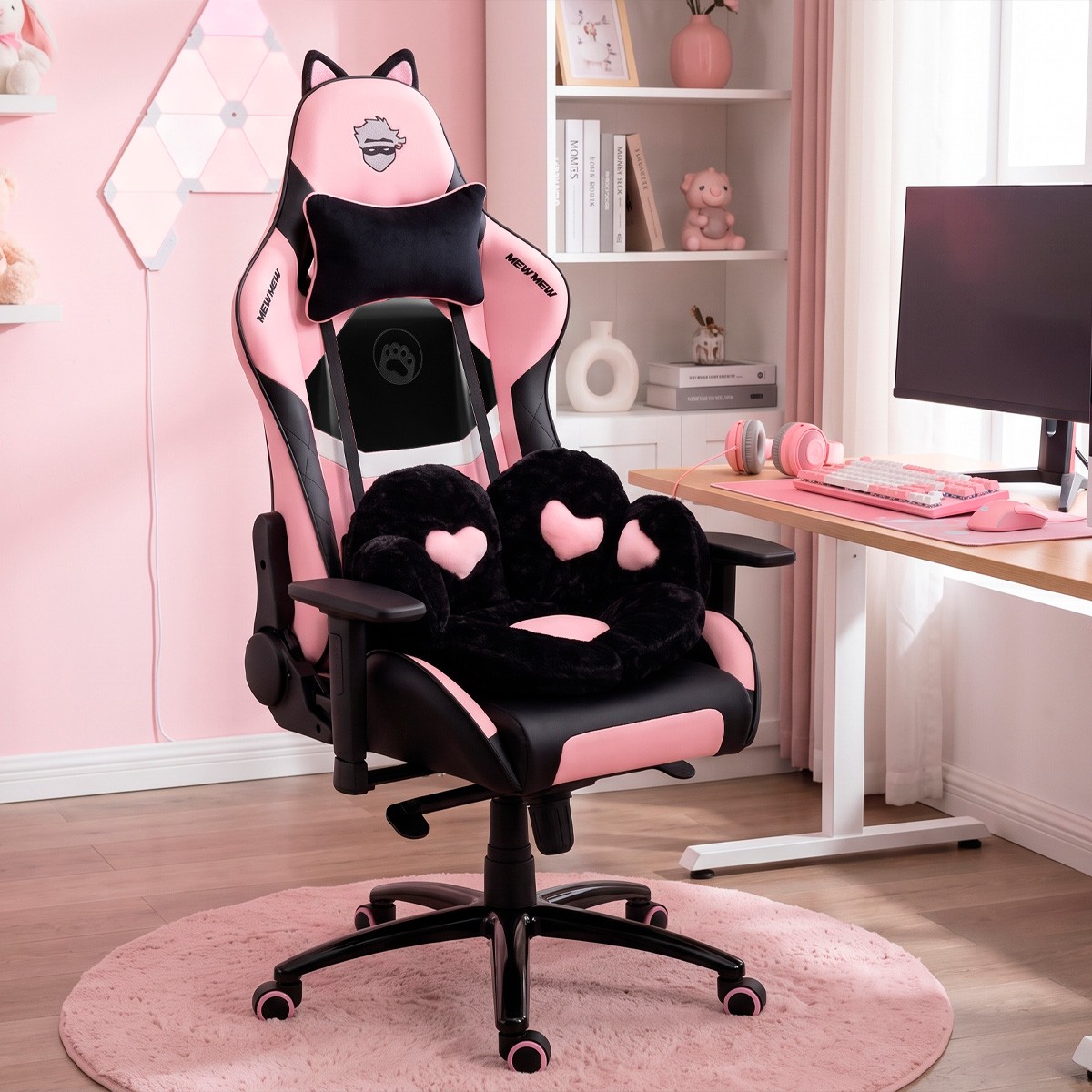 Cadeira Gamer Ninja MewMew Pro Edition, Reclinável, 3D, Black e Pink, GN-CH-MPR3DBPL