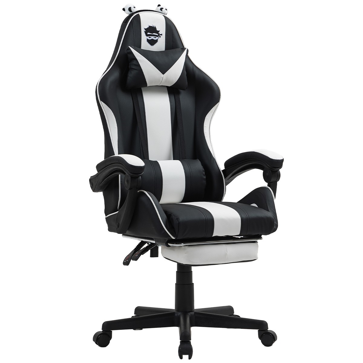 Cadeira Gamer Ninja Ming, Massageadora, Reclinável, Preto e Branco, GN-CH-MG0DBWL