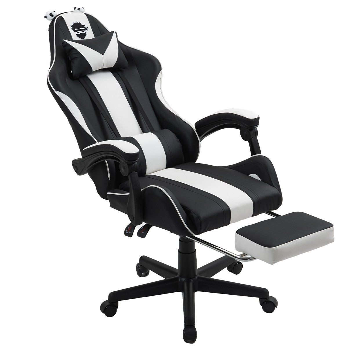 Cadeira Gamer Ninja Ming, Massageadora, Reclinável, Preto e Branco, GN-CH-MG0DBWL