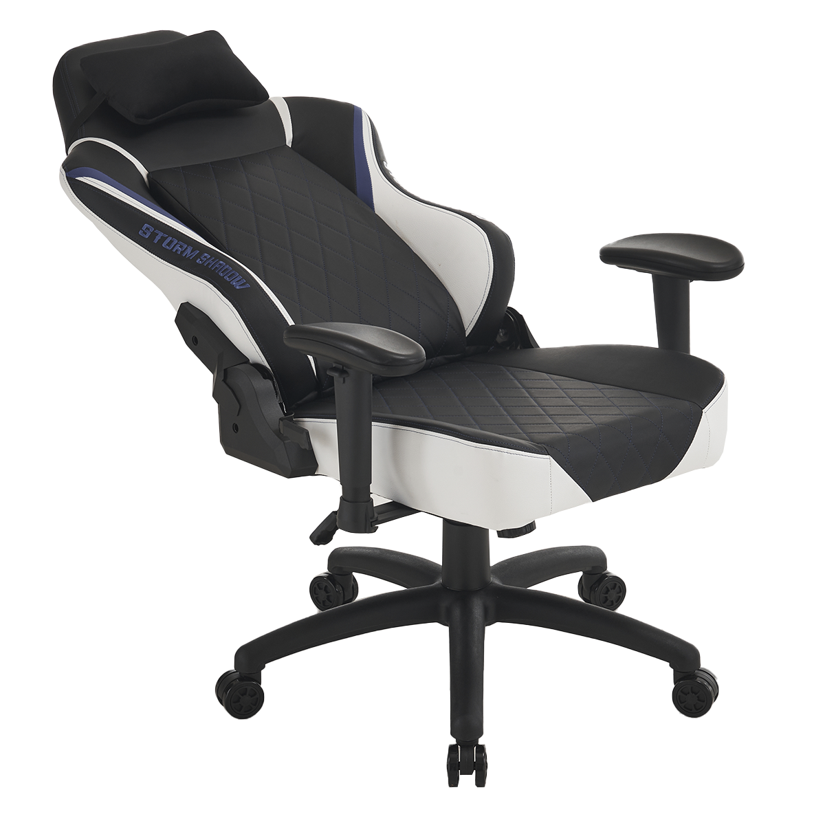 Cadeira Gamer Ninja Storm Shadow, Reclinável, Preta, Branca e Azul