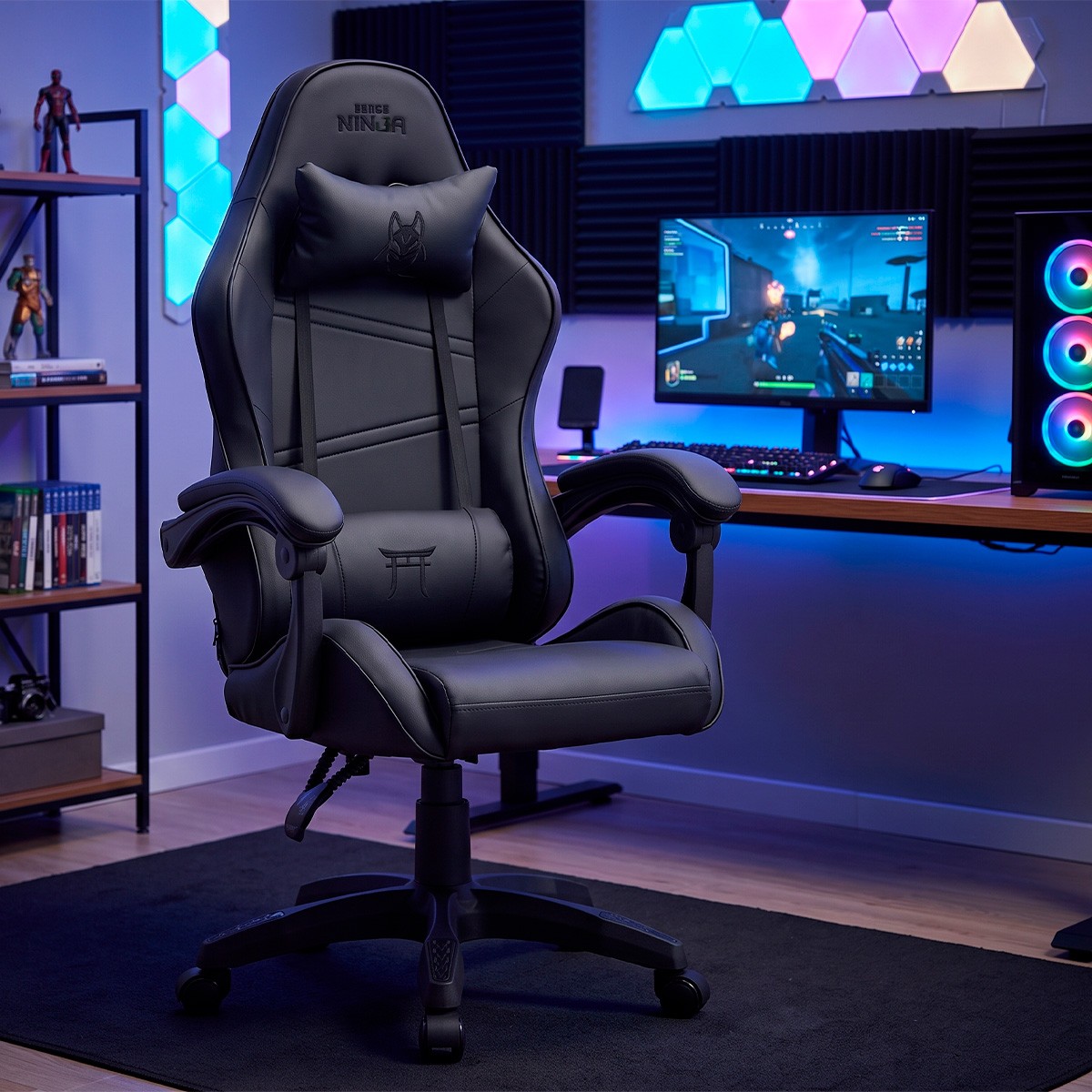 Cadeira Gamer Ninja Yako, Reclinável, Preta, GN-CH-YKR0DBL