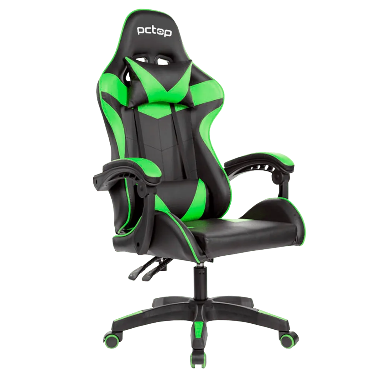 Cadeira Gamer PCTop Strike, Reclinável, Preto e Verde, Suporta Até 120KG