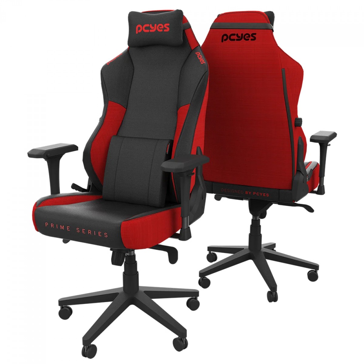 Cadeira Gamer PCYes Prime Red Magma, Ajustável, Reclinável, 4D, Tecido, Preto e Vermelho, PCGP-RD