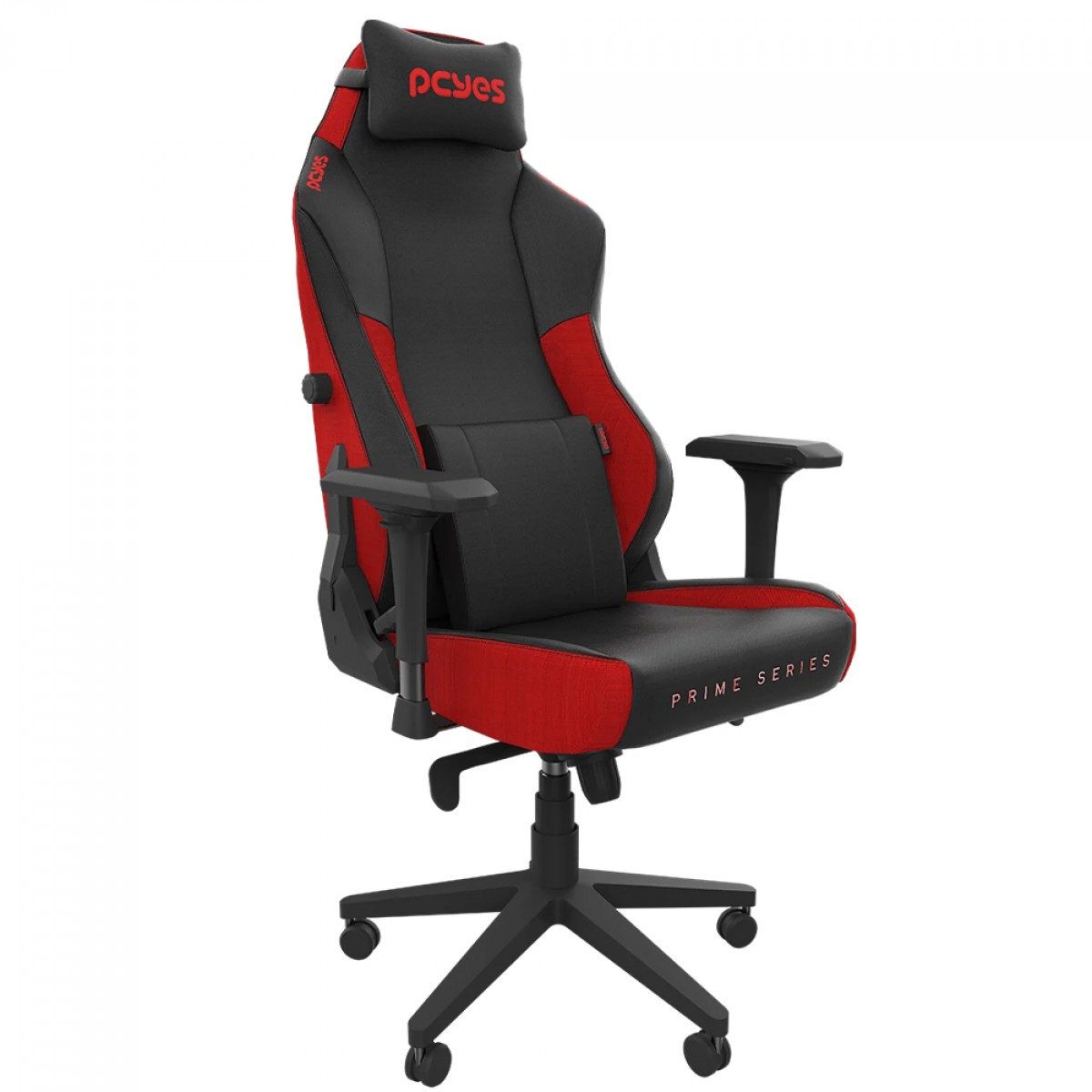 Cadeira Gamer PCYes Prime Red Magma, Ajustável, Reclinável, 4D, Tecido, Preto e Vermelho, PCGP-RD