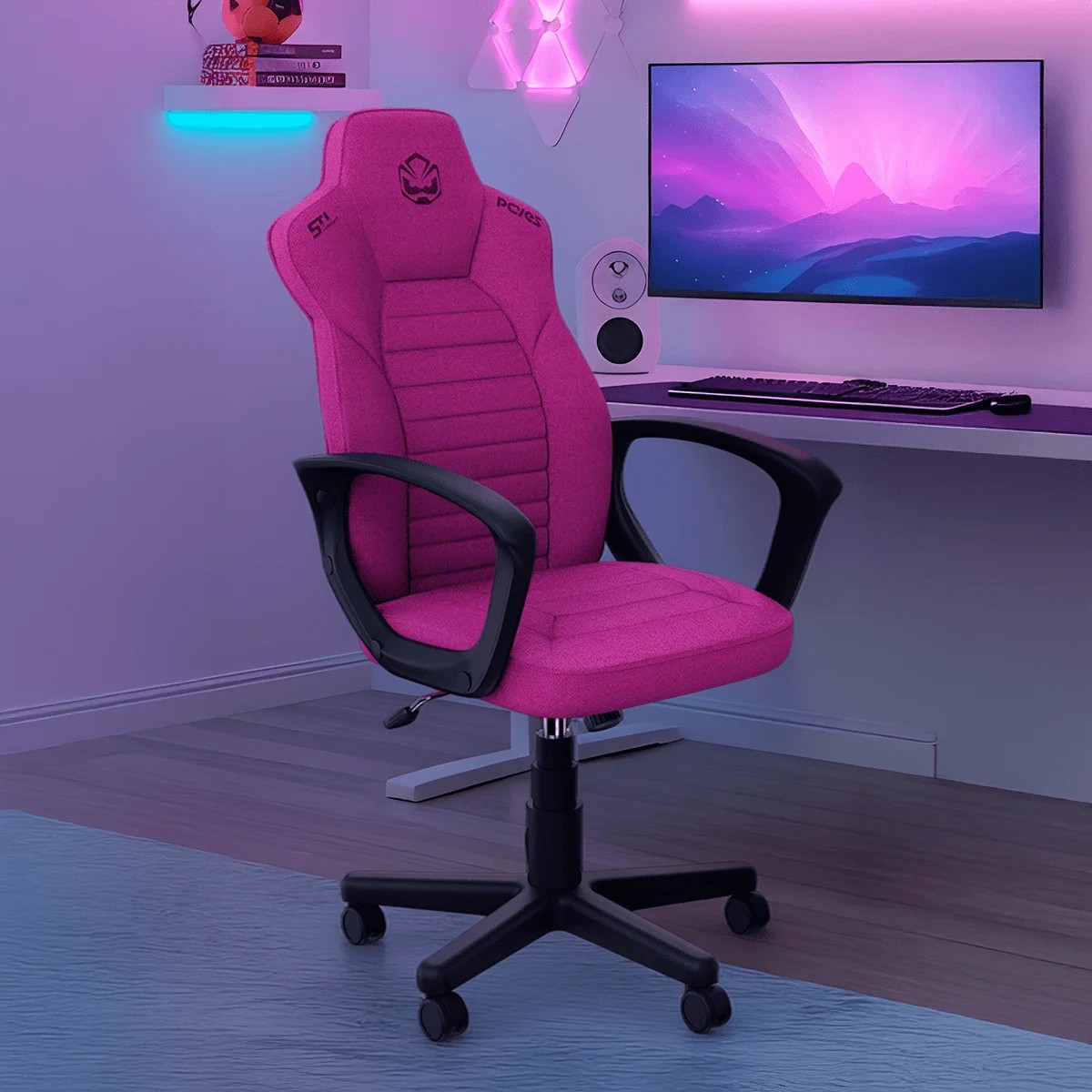 Cadeira Gamer PCYES STI Comfort Lótus, Tecido, Rosa, PCSTI-LT