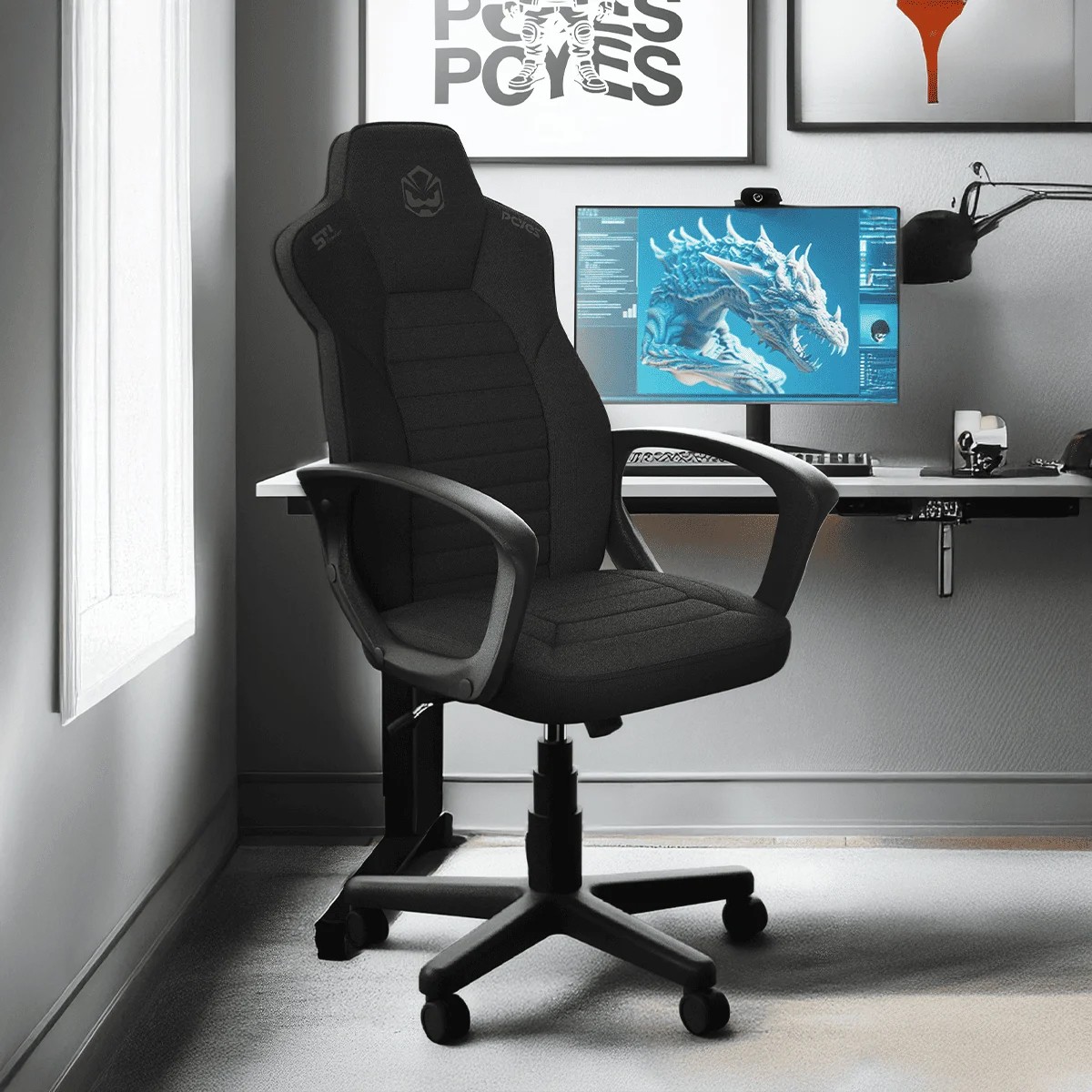 Cadeira Gamer PCYES STI Comfort, Tecido, Shadow, PCSTI-SW
