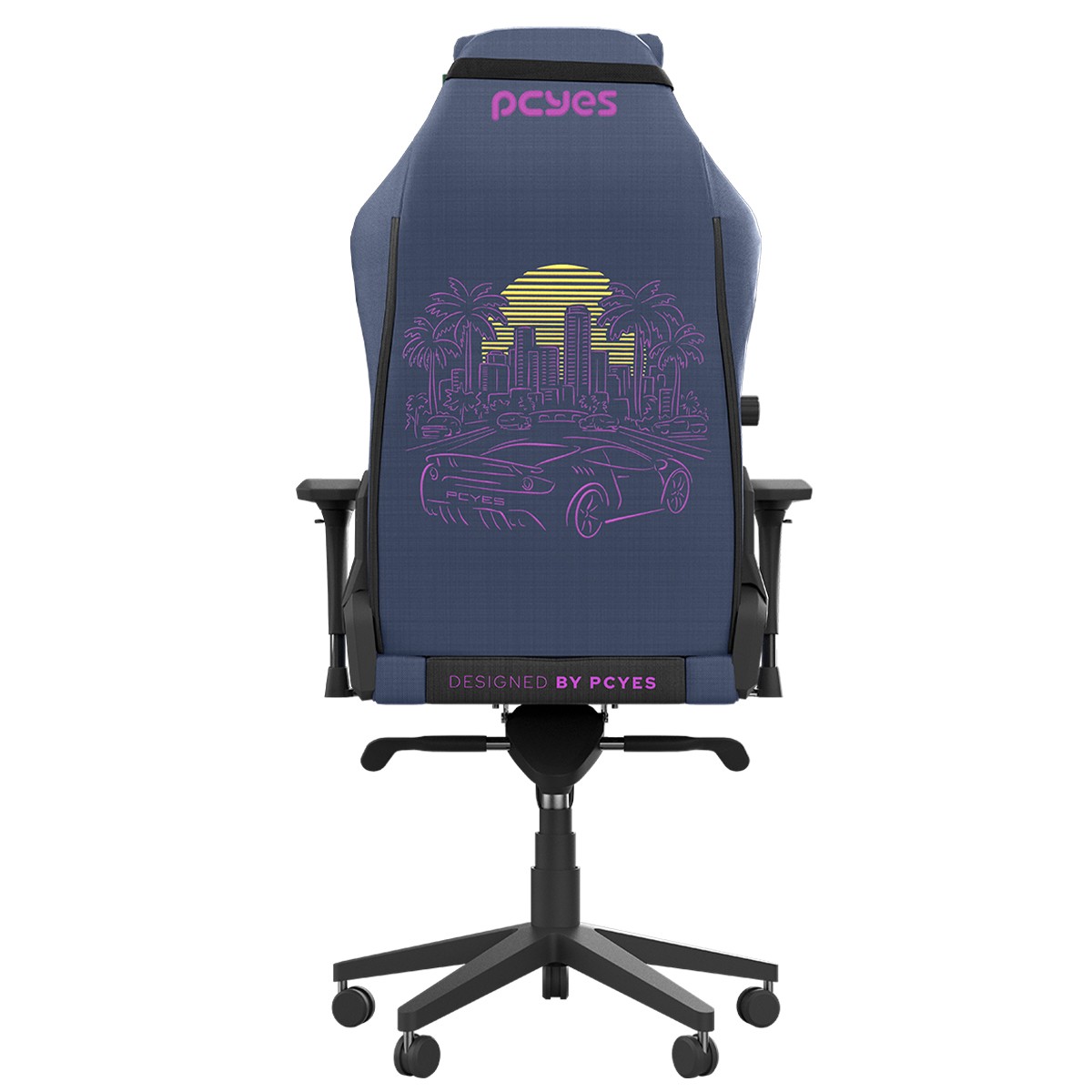 Cadeira Gamer PCYes Ultimate Sunset Hill, Tecido, Ajustável, Reclinável, 4D, Azul e Preto, PCGU-SH