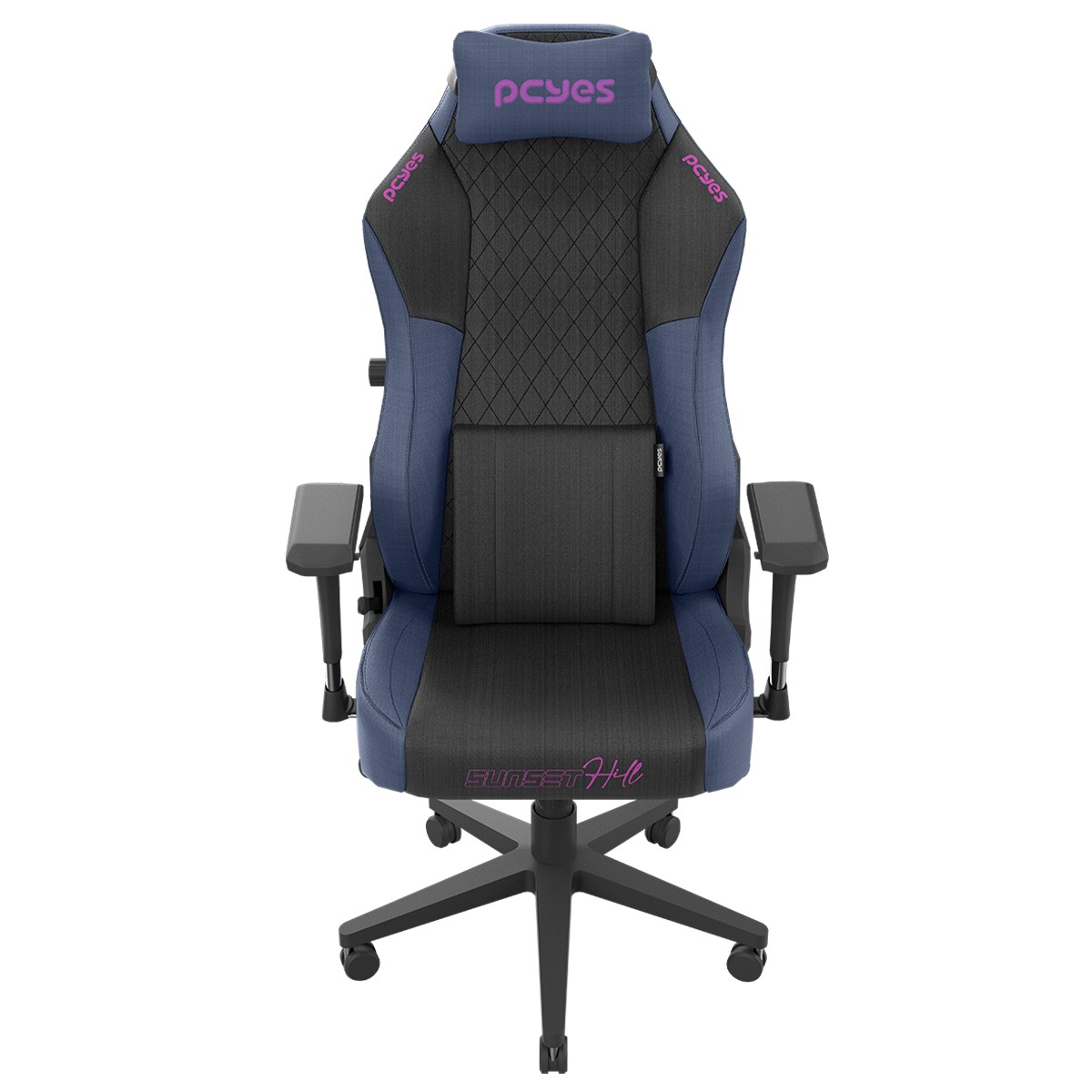 Cadeira Gamer PCYes Ultimate Sunset Hill, Tecido, Ajustável, Reclinável, 4D, Azul e Preto, PCGU-SH
