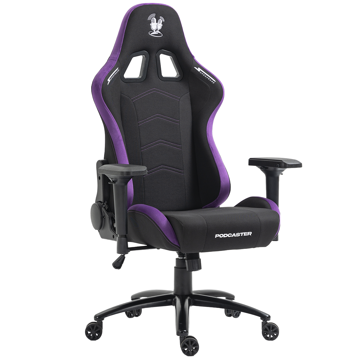 Cadeira Gamer Podcaster, Reclinável, 4D, Preta e Roxa