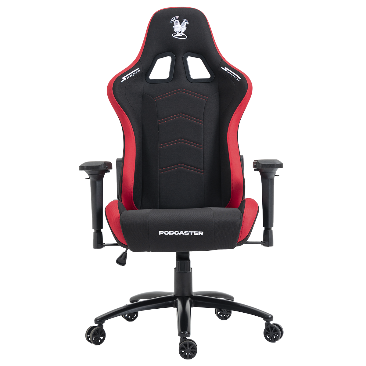 Cadeira Gamer Podcaster, Reclinável, 4D, Preta e Vermelha