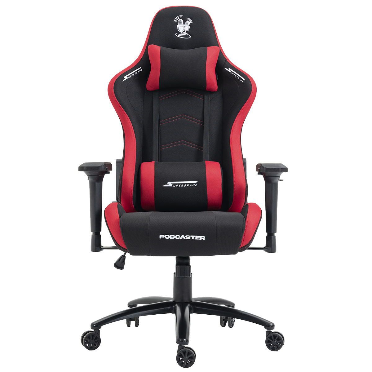 Cadeira Gamer Podcaster, Reclinável, 4D, Preta e Vermelha