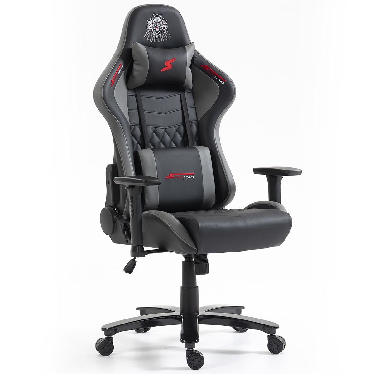 Cadeira Gamer SuperFrame Cerberus, Reclinável, 3D, Preto e Cinza, SF-CH-CBR3DBGL