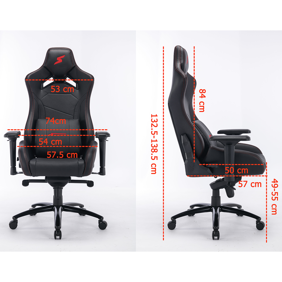 Cadeira Gamer SuperFrame Epic, Reclinável, 4D Preto e Vermelho