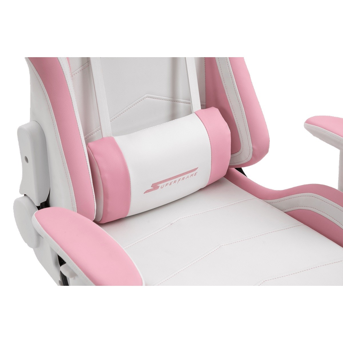 Cadeira Gamer SuperFrame Goddess, Reclinável, Suporta até 180KG, Branco e Rosa