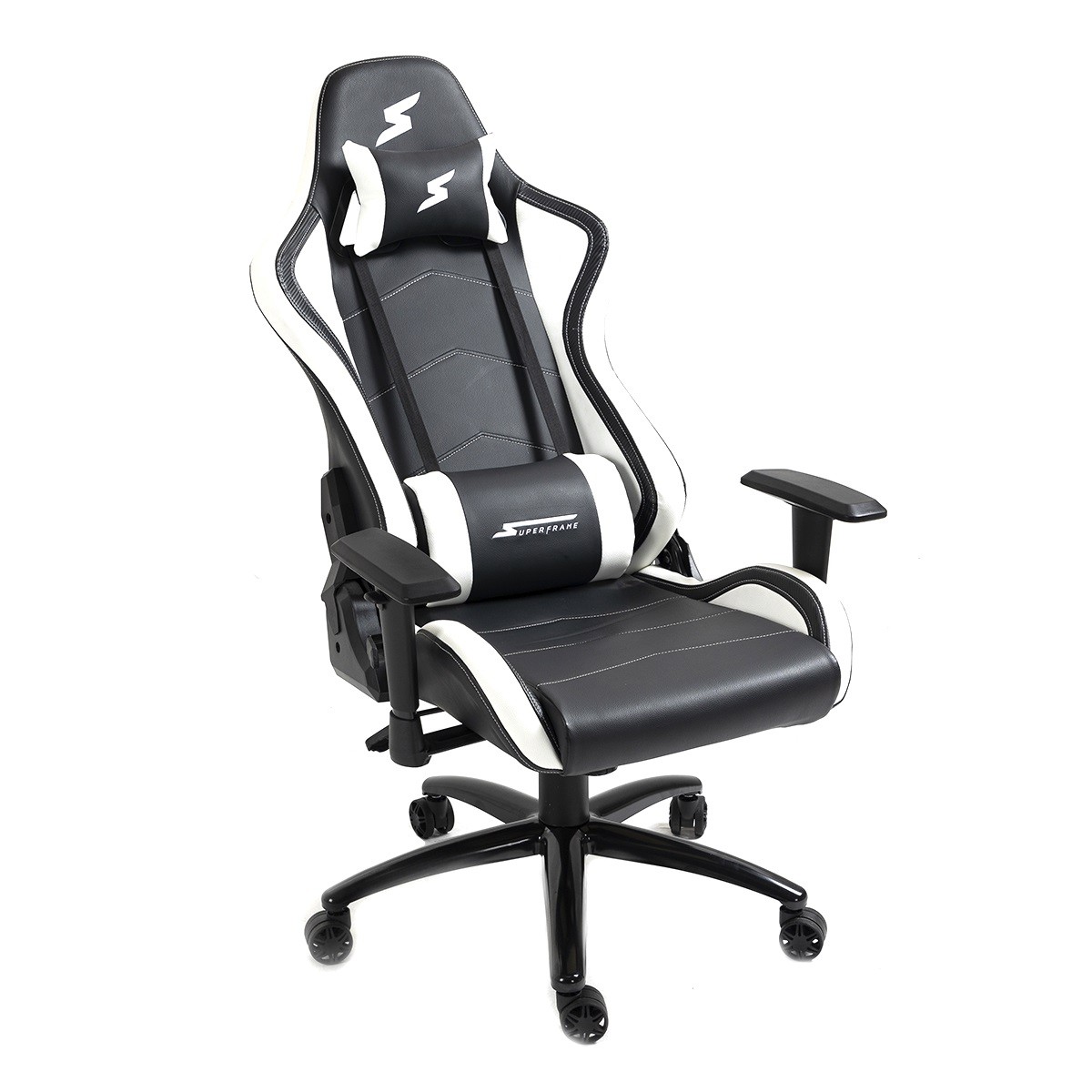 Cadeira Gamer SuperFrame Hunter, Reclinável, Suporta até 180KG, Preto e Branco