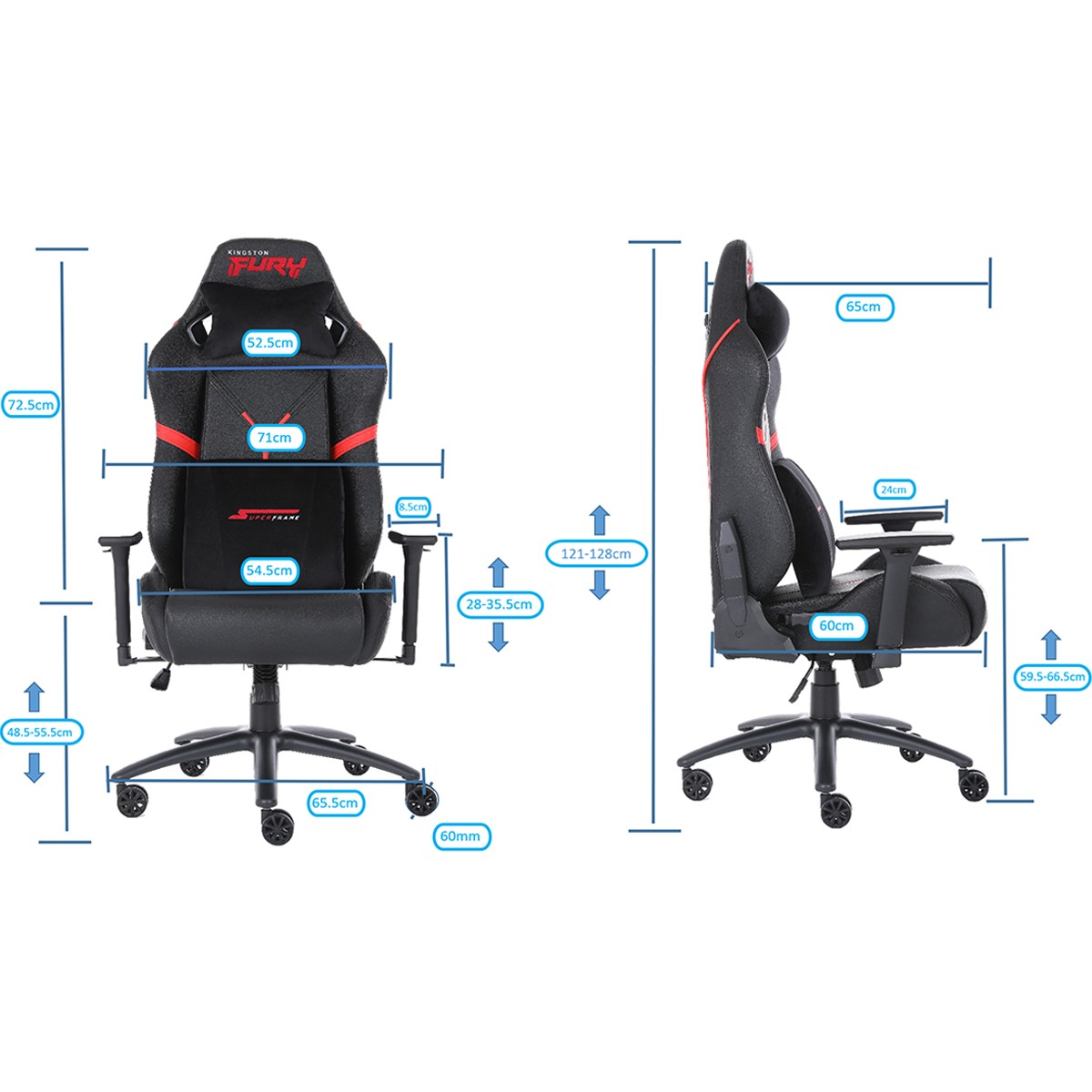 Cadeira Gamer SuperFrame Kingston Fury, Reclinável, 3D, Preta e Vermelha