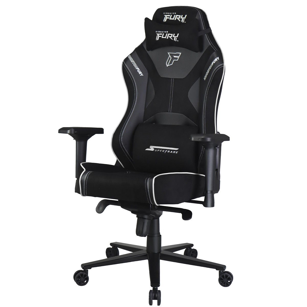 Cadeira Gamer SuperFrame Kingston Fury, Reclinável, 4D, Preto e Branco, SF-CH-KFR4DBWH