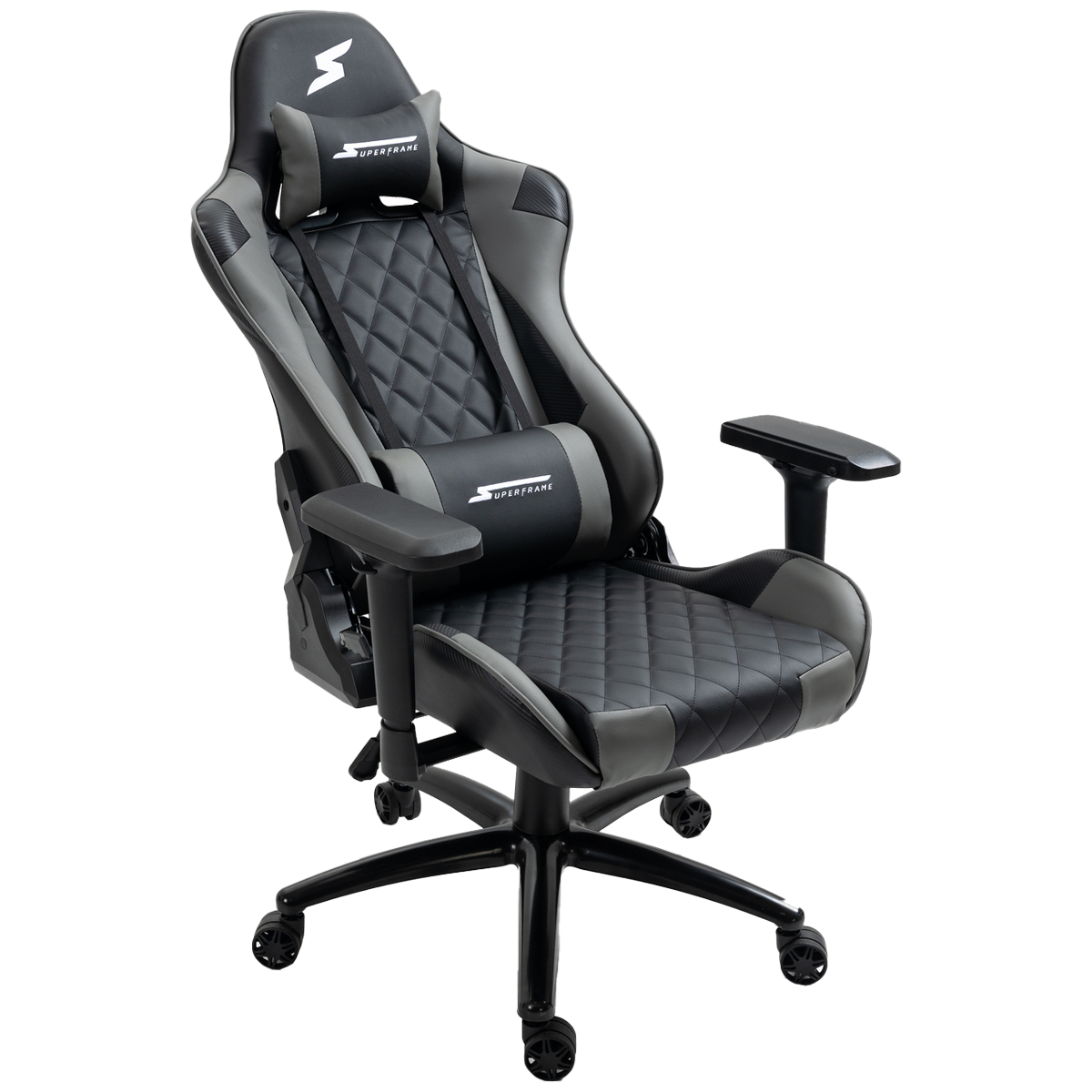Cadeira Gamer SuperFrame Knight, Reclinável, Preto e Cinza