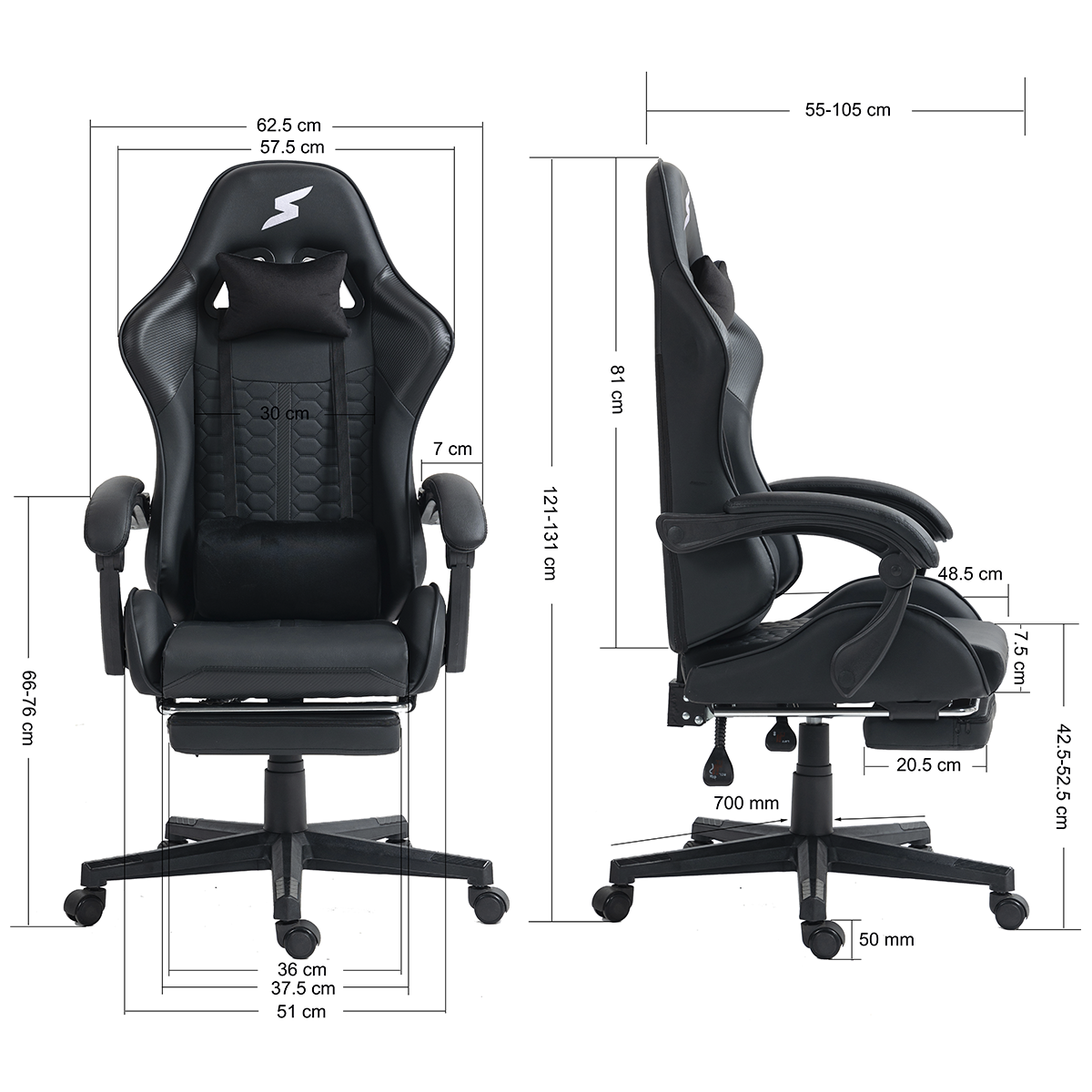 Cadeira Gamer SuperFrame Rocket, Reclinável, Preto, SF-CH-RCR0DBL